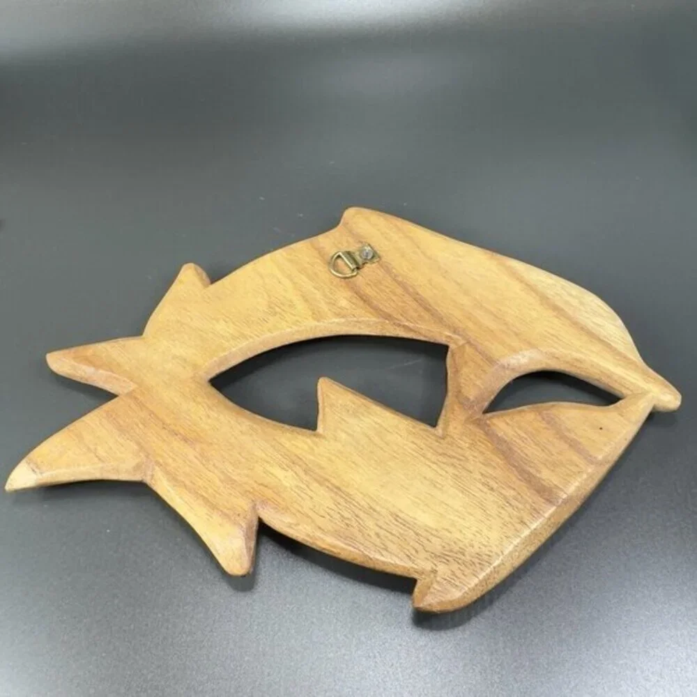 Vintage‎ Hand Carved Wood Dolphins Swimming Wall Art Wall Hanging Figurine Decor